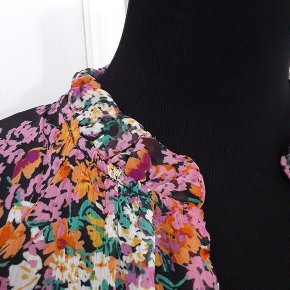 Vince Camuto Floral Tiered Babydoll Dress Fall Colors Mini Dress M Boho NWT - Picture 5 of 16